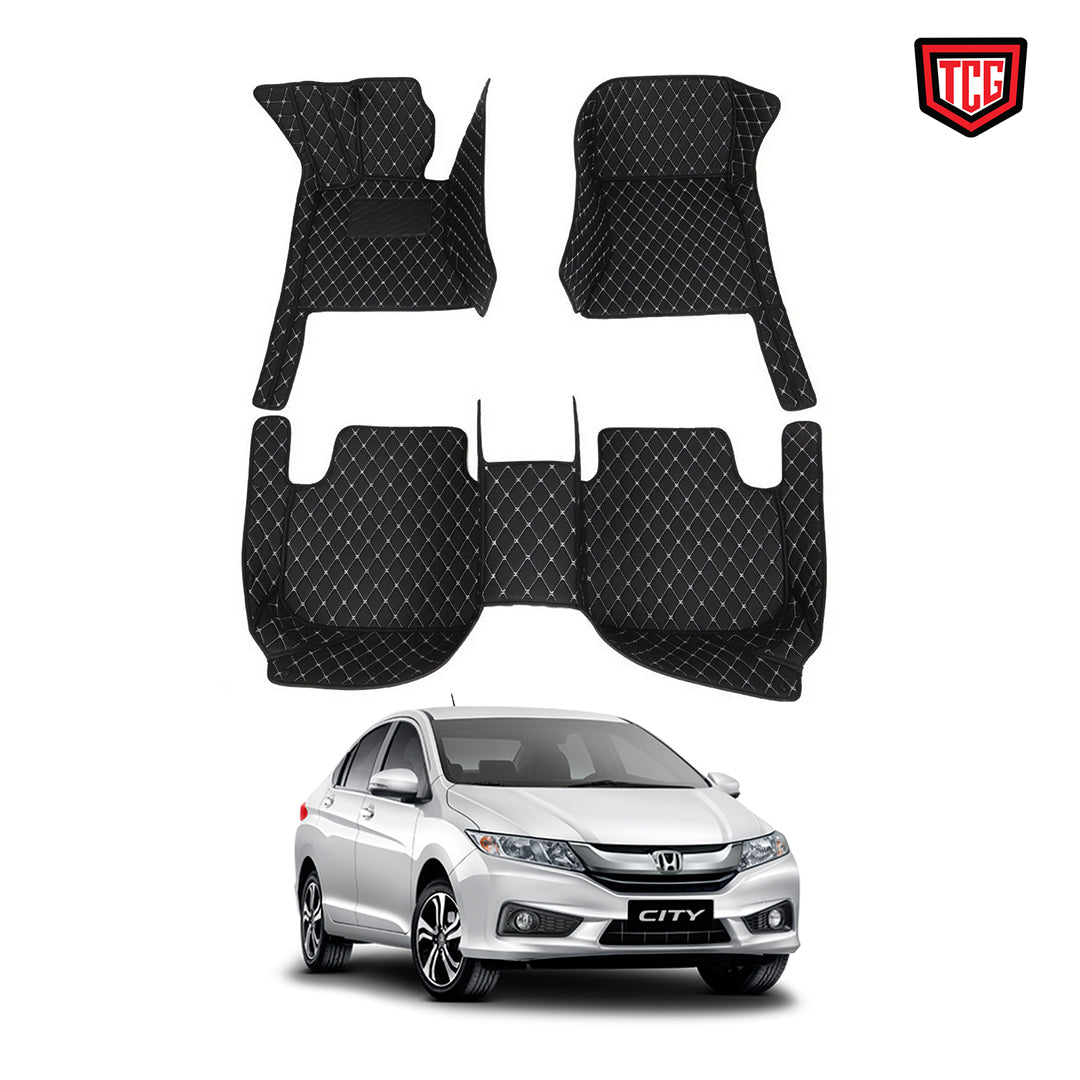 Car Floor Mat 7D City 2018 Honda Black Pvc  Beige Stitch 03 Pcs / Set Standard Quality (China)