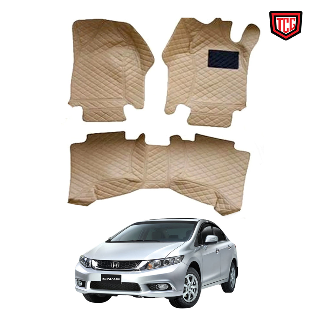 Car Floor Mat 7D Civic 2015 Honda Beige Pvc Beige Stitch 03 Pcs / Set Standard Quality (China)