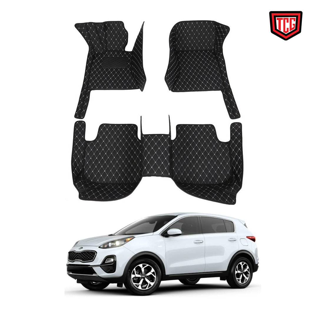 Car Floor Mat 7D Kia Sportage 2020 Black Pvc Beige Stitch 03 Pcs / Set Standard Quality (China)