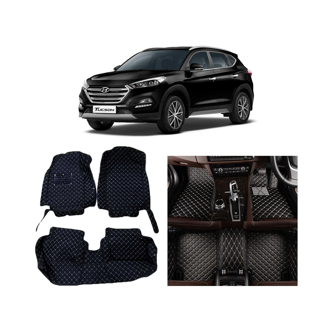 Car Floor Mat Luxury Carpet Material Oem Fitting Hyundai Tucson 2021 03 Pcs / Set Black Zipper Bag Pack (China)