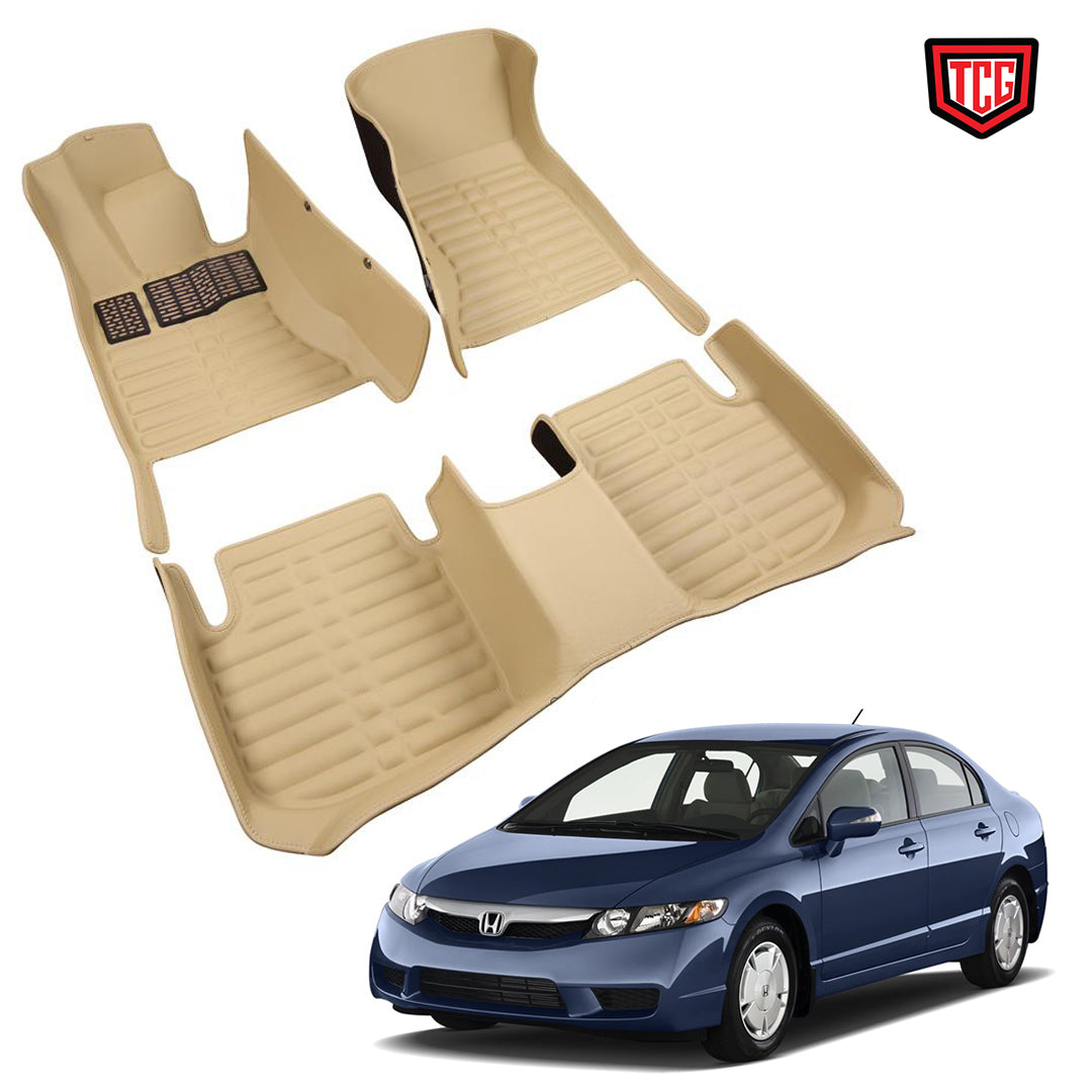 Car Floor Mat 5D Honda Civic 2009 Beige Pvc 03 Pcs / Set Standard Quality (China)