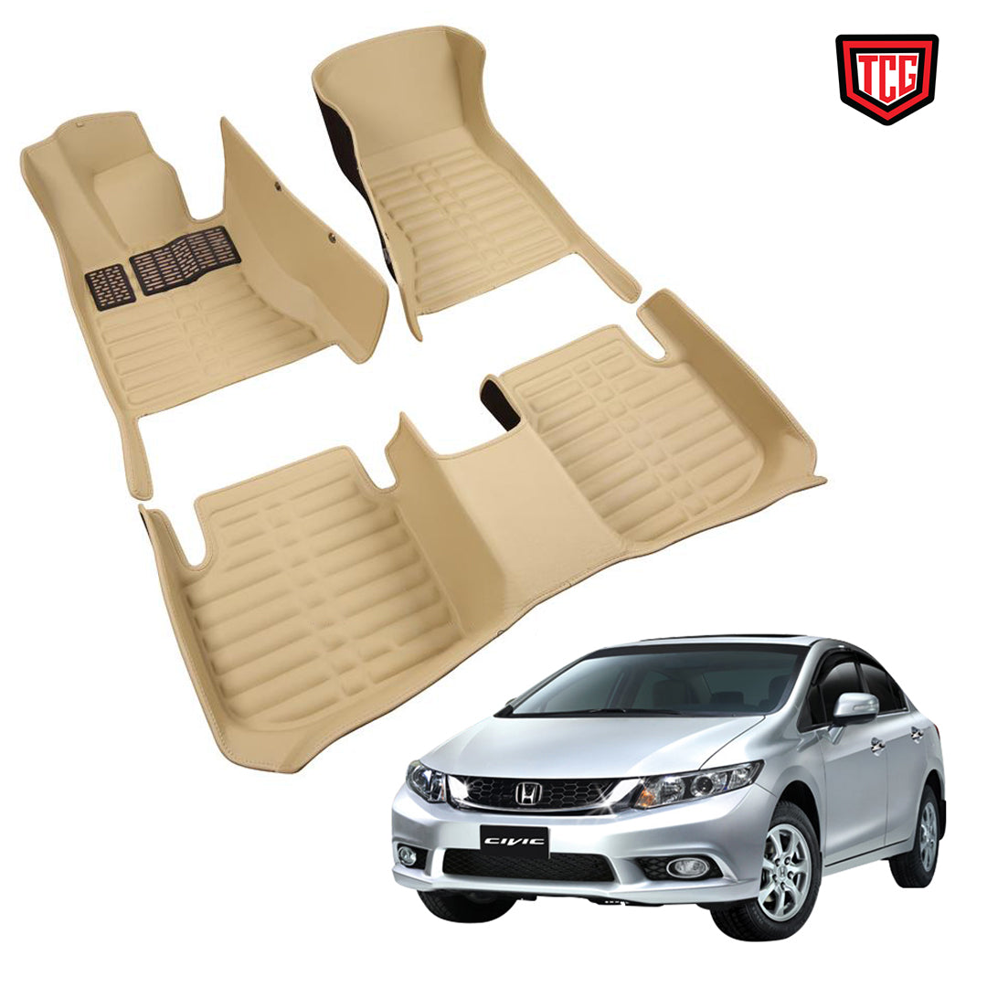 Car Floor Mat 5D Honda Civic 2015 Beige Pvc 03 Pcs / Set Standard Quality (China)