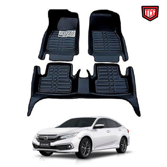 Car Floor Mat 5D Honda Civic 2016-2021 Black Pvc  03 Pcs / Set Standard Quality (China)