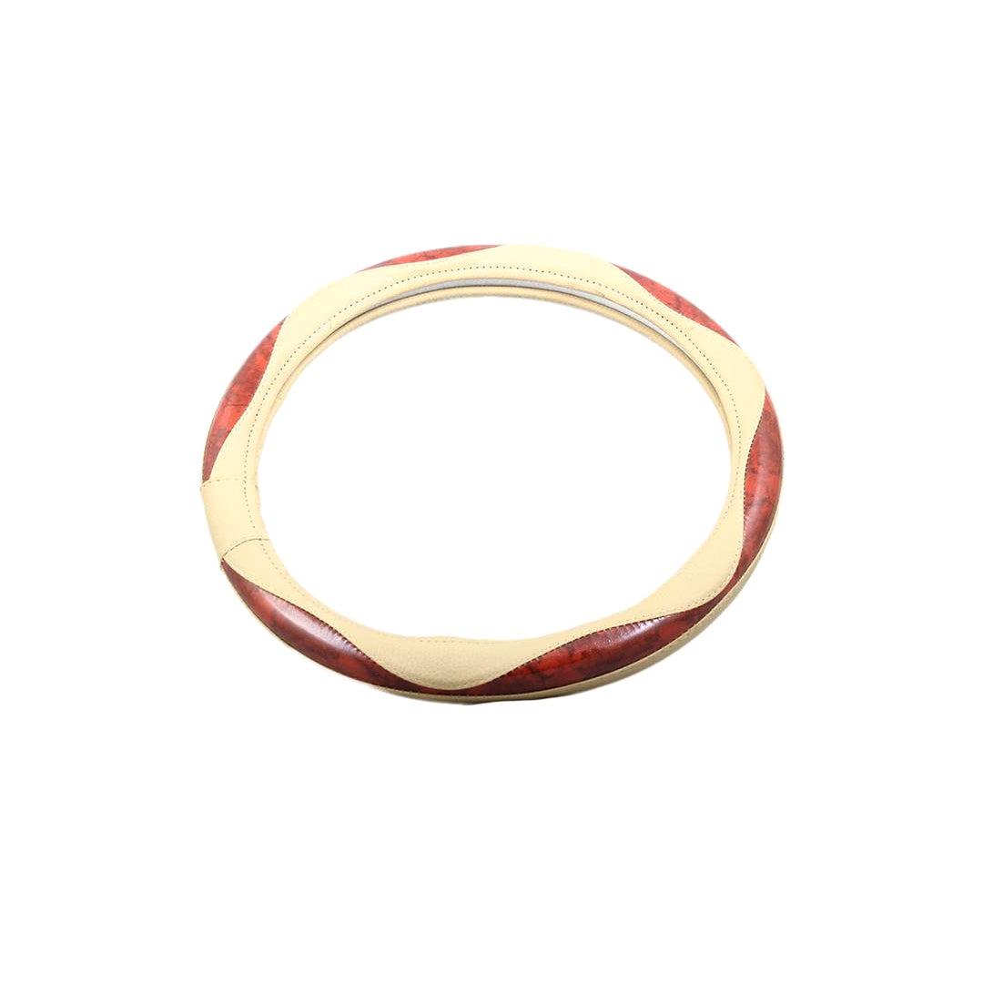 Car Steering Wheel Cover Round Type Pvc/Leather Material Leather Design Brown Pvc Universal Fitting Poly Bag Pack Special