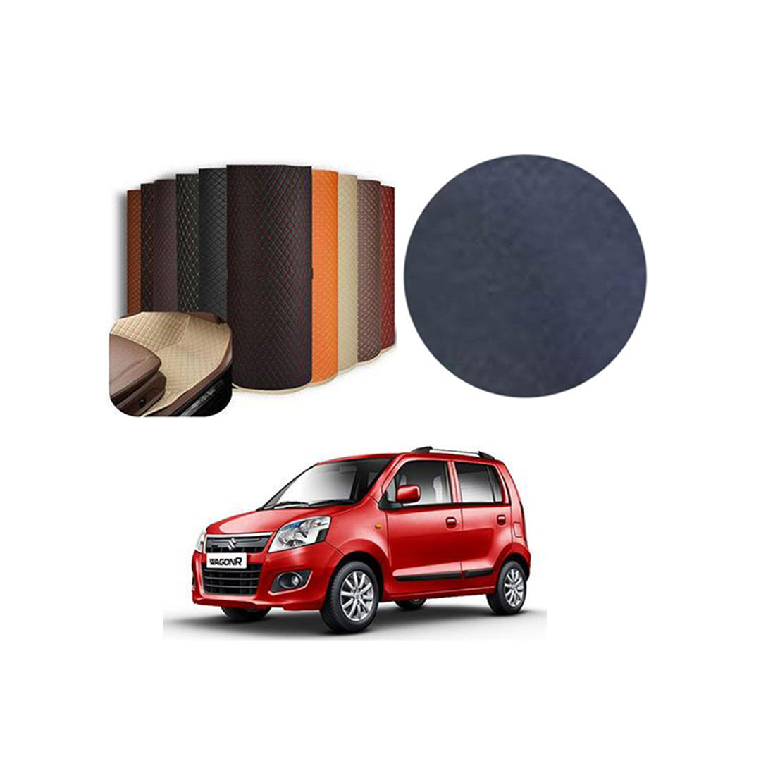 Car Floor Leather Type Rexene Matting Leather Type Design  Custom Fitting Suzuki Wagon-R 2018 Black Standard Quality Beige Stitch