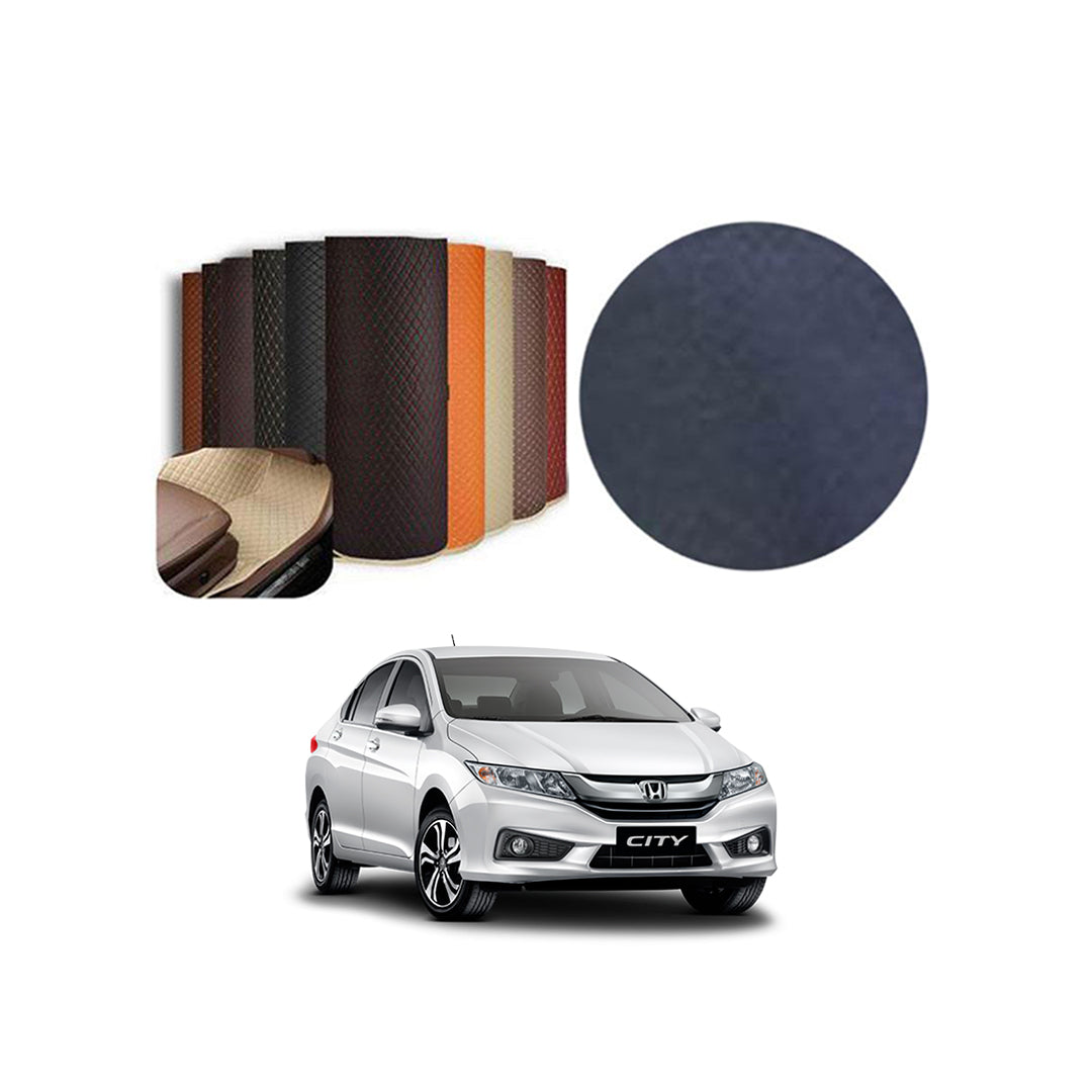 Car Floor Leather Type Rexene Matting Leather Type Design Custom Fitting Honda City 2018 Black Standard Quality Beige Stitch