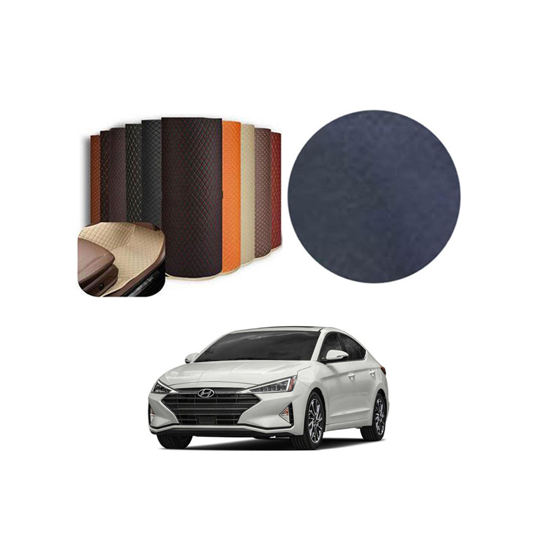 Car Floor Leather Type Rexene Matting Leather Type Design  Custom Fitting Hyundai Elantra 2021 Black Standard Quality Beige Stitch