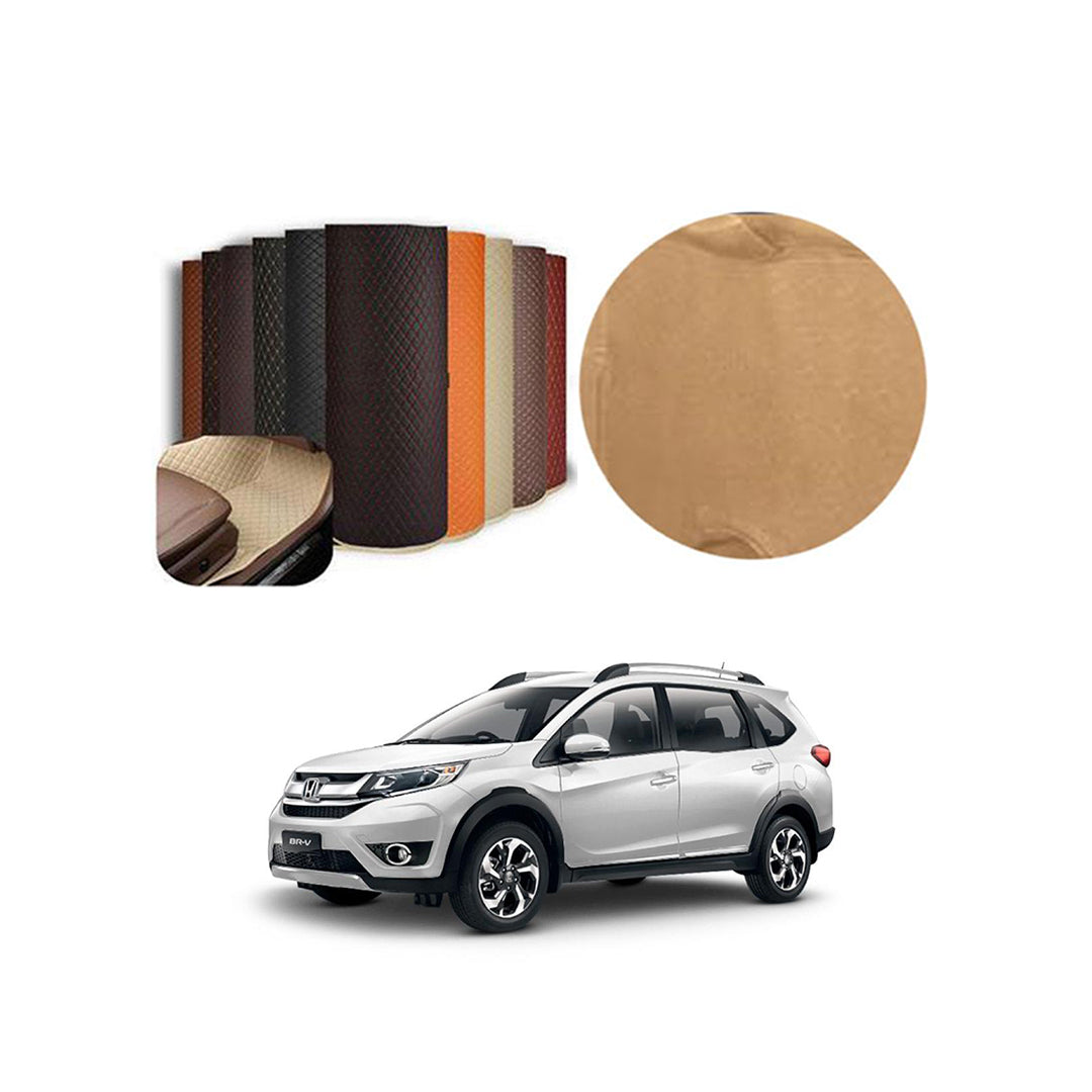 Car Floor Leather Type Rexene Matting Leather Type Design Custom Fitting Honda Brv 2021 Beige Standard Quality Beige Stitch