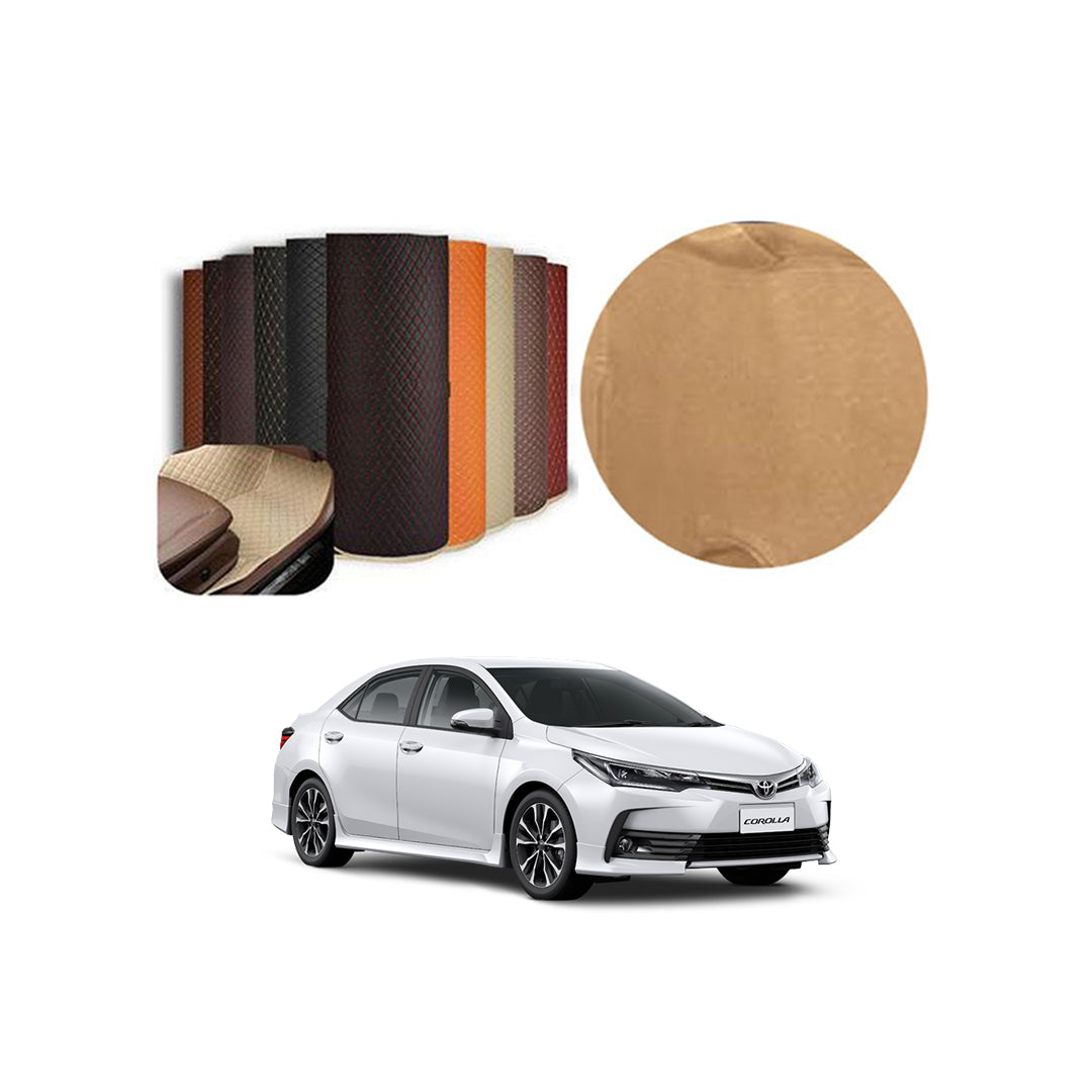 Car Floor Leather Type Rexene Matting Leather Type Design Custom Fitting Toyota Corolla 2018 Beige Executive Quality Beige Stitch