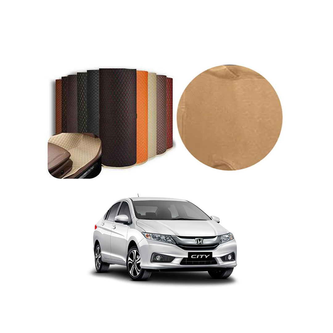 Car Floor Leather Type Rexene Matting Leather Type Design Custom Fitting Honda City 2018 Beige Executive Quality Beige Stitch