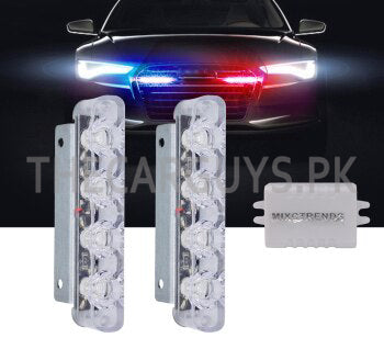 Car Exterior Led Grill Light Metal Housing Red/Blue   Rectangle Shape  02 Pcs/Set Blister Pack 02 Pcs/Pack Zhiweirefit Fy-1924 (China)