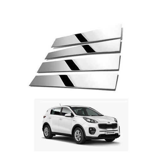 Chrome Door Outer Pillar Cover / Trims Steel Tape Type Fitting Kia Sportage 2020 Chrome 04 Pcs/Set (China)