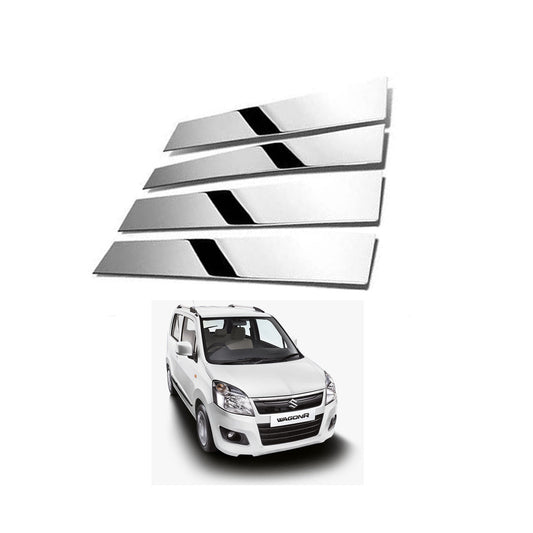 Chrome Door Outer Pillar Cover / Trims Steel Tape Type Fitting Suzuki Wagon-R 2018 Chrome 04 Pcs/Set (China)