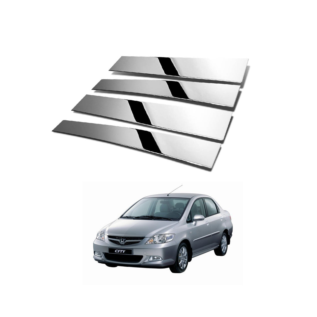 Chrome Door Outer Pillar Cover / Trims Steel Tape Type Fitting Honda City 2018 Chrome 04 Pcs/Set (China)