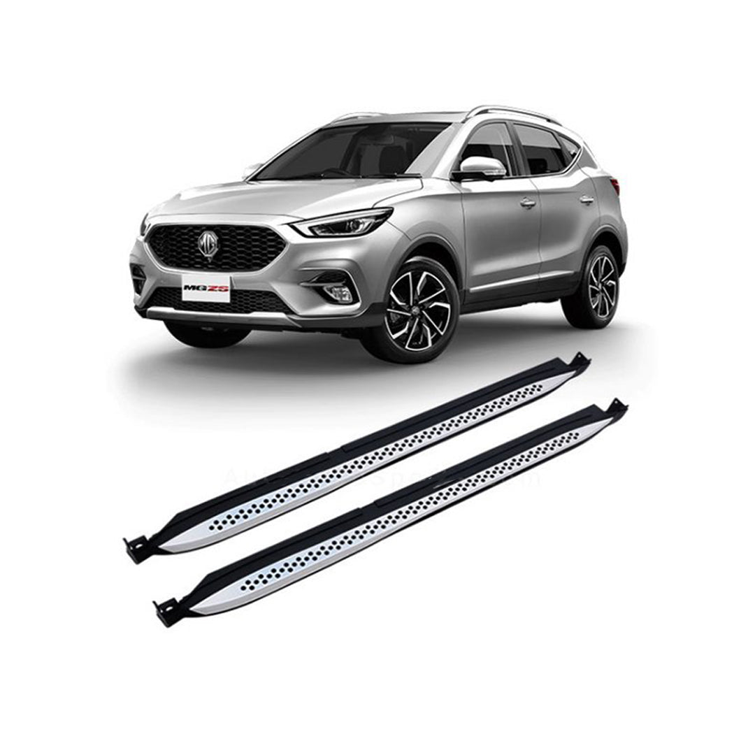 Side Step / Foot Board  Version 01 Design Oem Fitting Mg Zs 2021 Aluminium Material Without Border Without Light  Mg Logo 02 Pcs/Set Black/Silver (China)