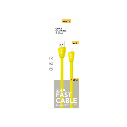 Mobile Charging / Data Cable Hkt Usb To Iphone Single 2.4A Fast Charging  01 Meter Yellow 01 Pc/Pack Colour Box Pack C-2