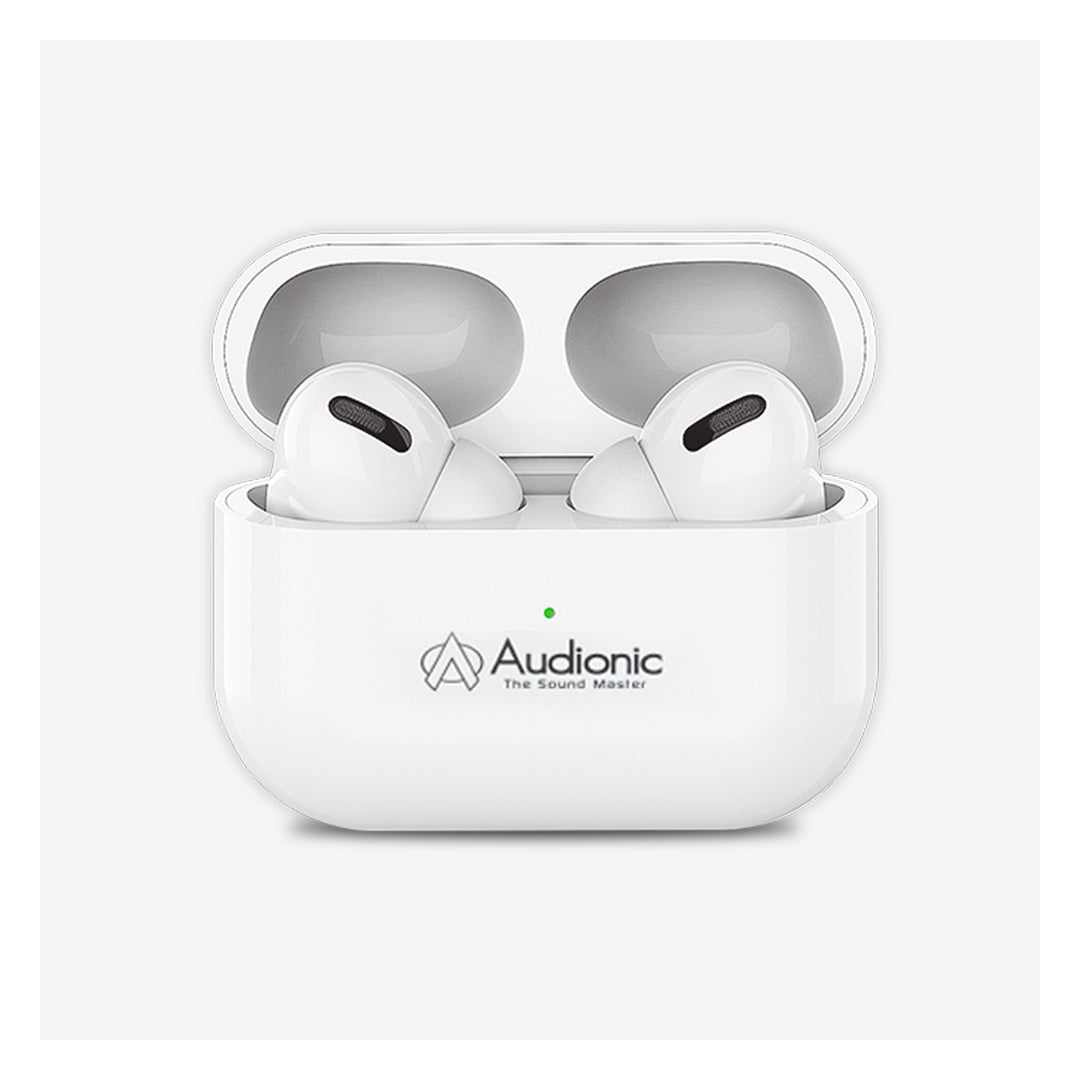 Mobile Handsfree / Headphones  Audionic  Wireless Bluetooth Ear Buds W / Portable Charging Case    White 01 Sets / Pack Colour Box Pack (China)