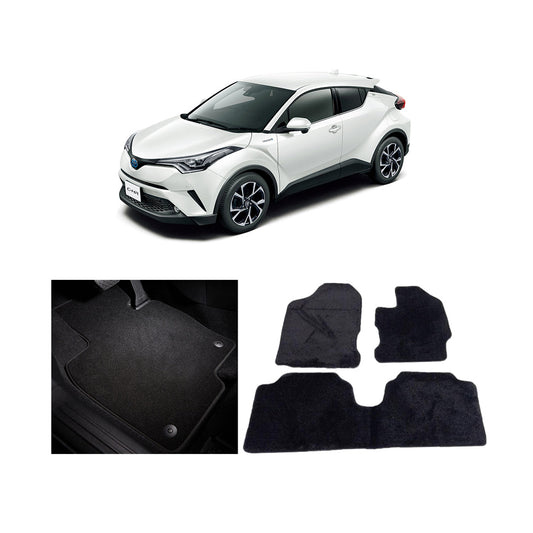 Car Floor Mat Luxury Carpet Material Oem Fitting Toyota Chr 2017-2018 03 Pcs / Set Black Zipper Bag Pack Kia Logo