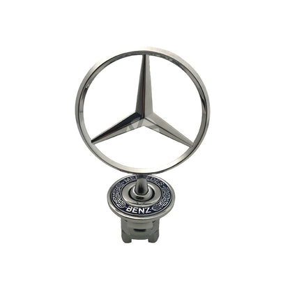 Auto Logo/Monogram Hood Fitting Oem Type Mercedes Logo Mercedes Benz  Clump Type Fitting Metal Material  Black/Chrome 01 Pc/Pack Box Pack Logo W/Stand Fy-2176 (China)