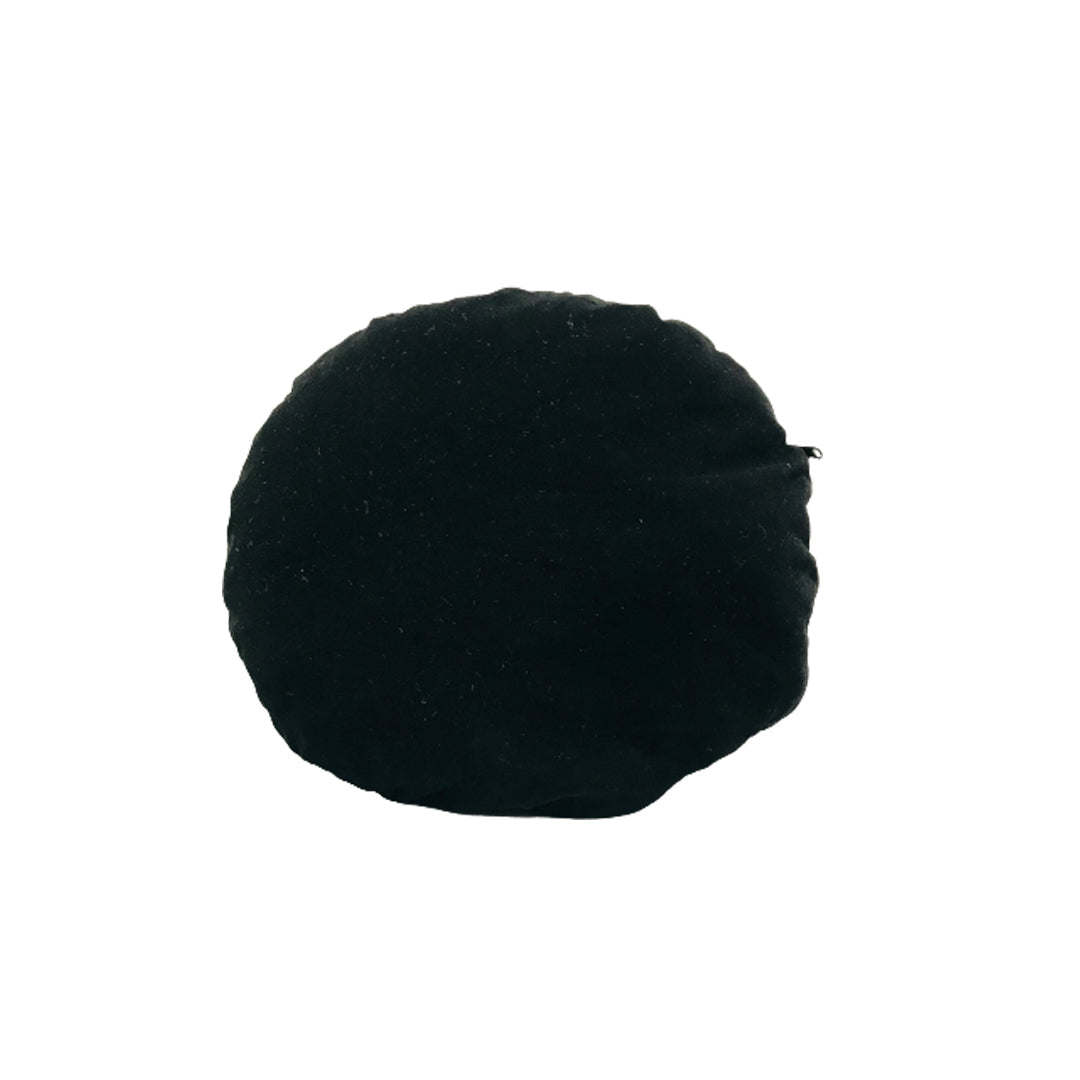 Car Back Rest Cushion Velvet Material Round Shape Toyota Logo Large Size Black 01 Pc/Pack Poly Bag Pack (China)