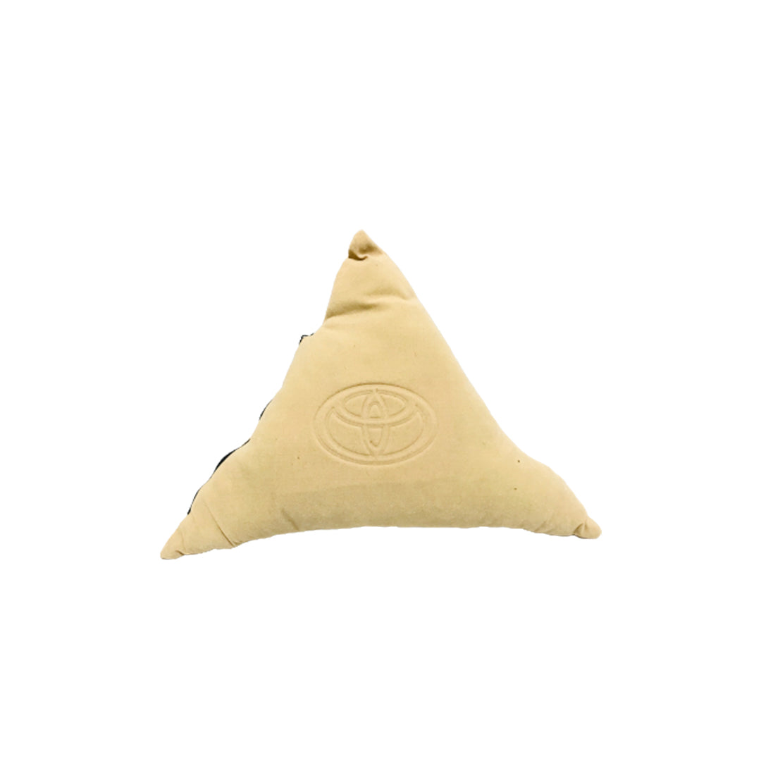 Car Back Rest Cushion Velvet Material Triangle Shape Toyota Logo Large Size Beige 01 Pc/Pack Poly Bag Pack (China)