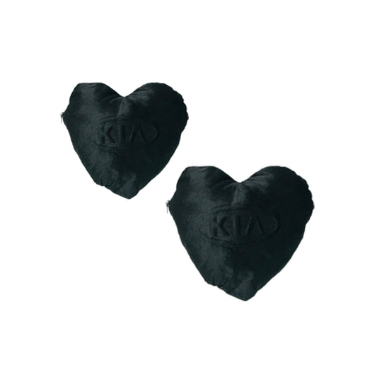 Car Neck Rest Cushions Velvet Material Heart Shape Kia Logo 02 Pcs/Set Black Poly Bag Pack  (China)