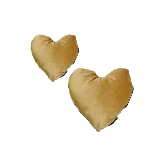 Car Neck Rest Cushions Velvet Material Heart Shape  02 Pcs/Set Beige Poly Bag Pack  (China)