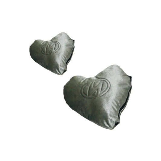 Car Neck Rest Cushions Velvet Material Heart Shape Hyundai Logo 02 Pcs/Set Grey Poly Bag Pack  (China)