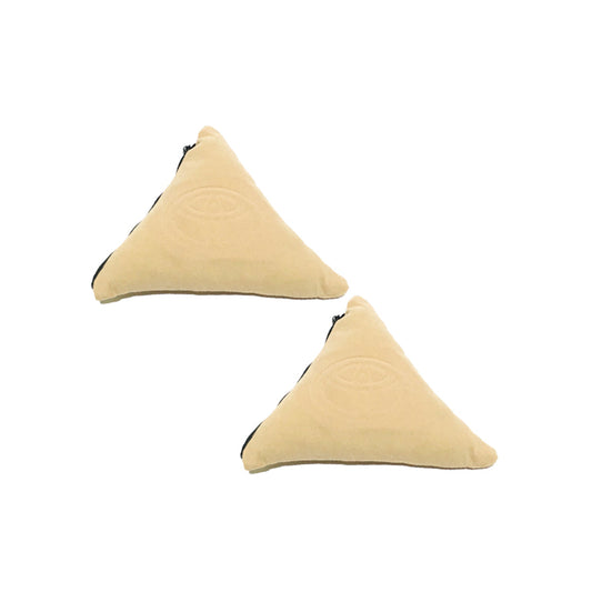 Car Neck Rest Cushions Velvet Material Triangle Shape Toyota Logo 02 Pcs/Set Beige Poly Bag Pack  (China)