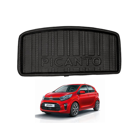 Car Trunk Mat Eva Material  Kia Picanto 2020 Black  Picanto Logo 01 Pc/Set