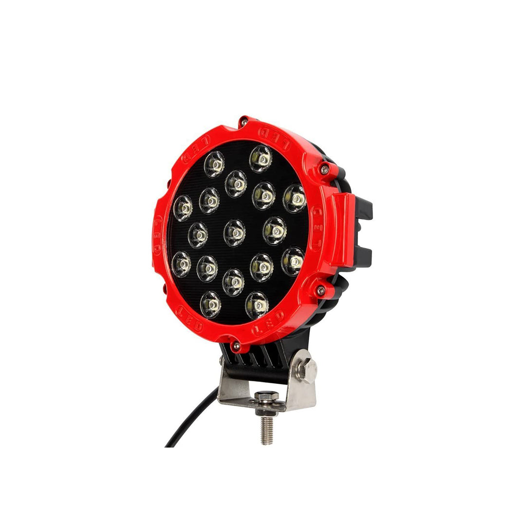 Automotive Led Work Lamp Metal Housing Round Shape 6" 17 Led 300W White Colour Box Pack 01 Pc/Pack Red Body Colour (China)