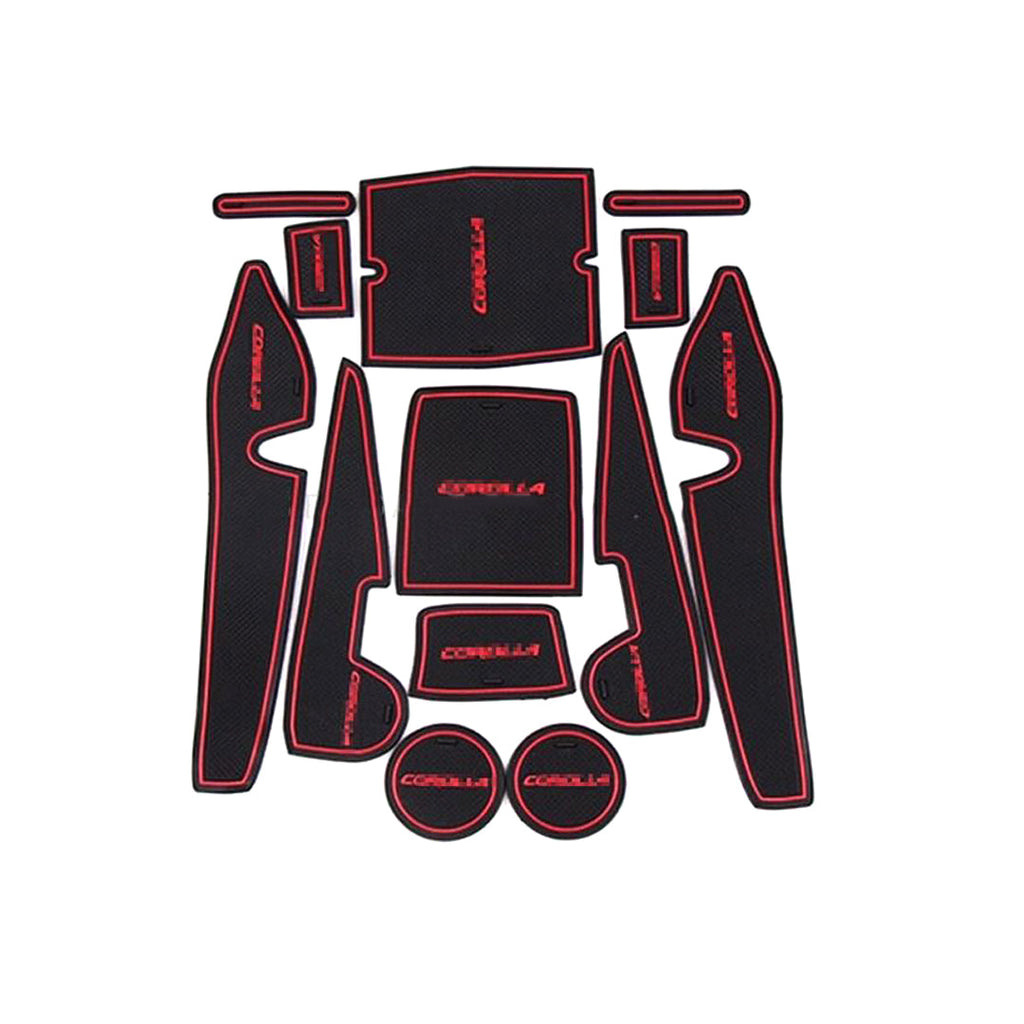 Car Interior Mat Kit Poly Bag Pack Toyota Corolla 2018 Black/Red (China)