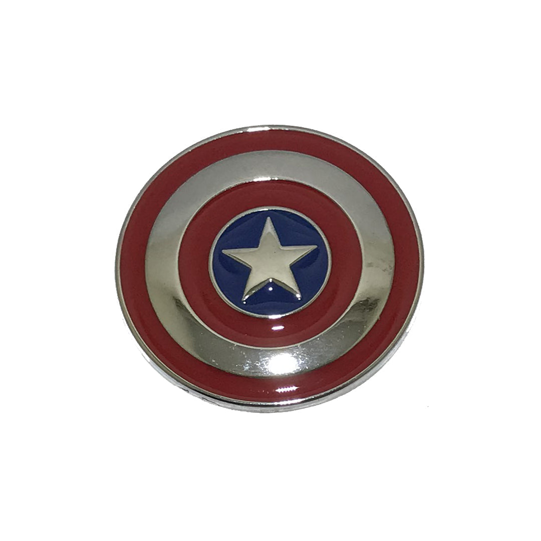 Car Universal Mono Metal Material Captain America Chrome/Red 01 Pc/Pack Small Size Poly Bag Pack  (China)