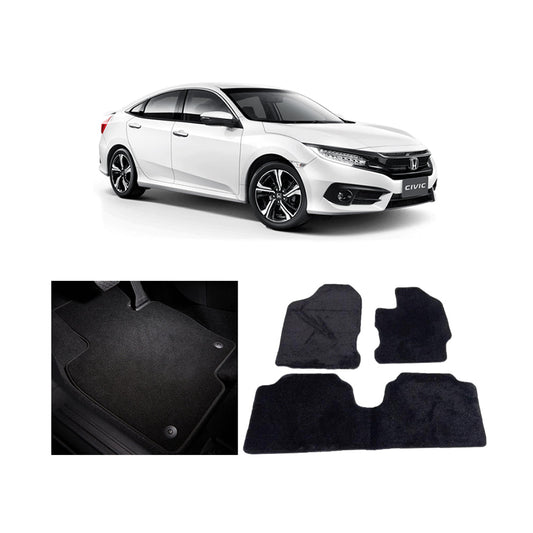 Car Floor Mat Luxury Carpet Material Oem Fitting Honda Civic 2018 03 Pcs / Set Black Zipper Bag Pack (China)