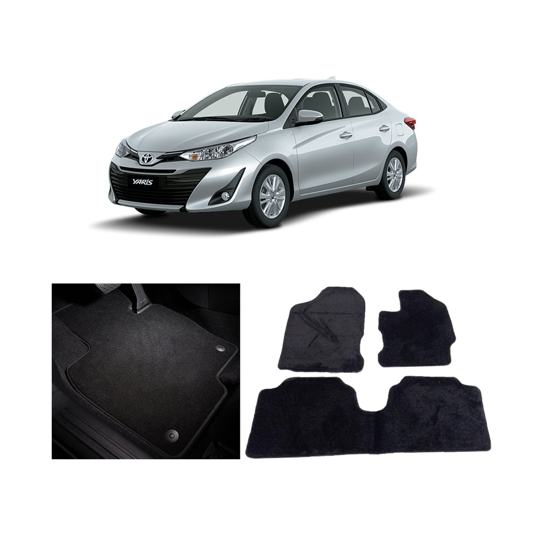 Car Floor Mat Luxury Carpet Material Oem Fitting Toyota Yaris 2020 03 Pcs / Set Black Zipper Bag Pack (China)
