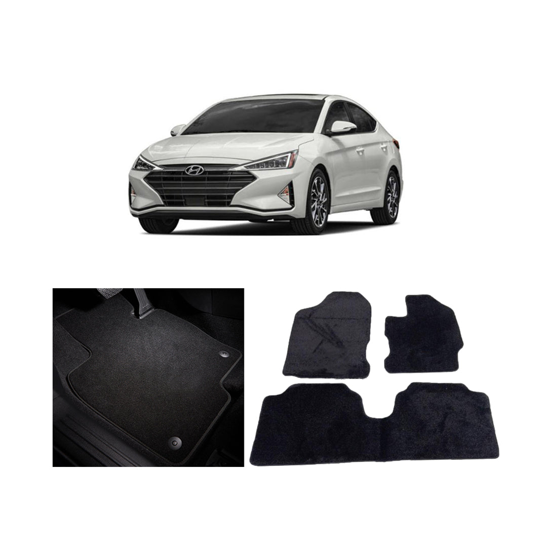 Car Floor Mat Luxury Carpet Material Oem Fitting Hyundai Elantra 2021 03 Pcs / Set Black Zipper Bag Pack (China)