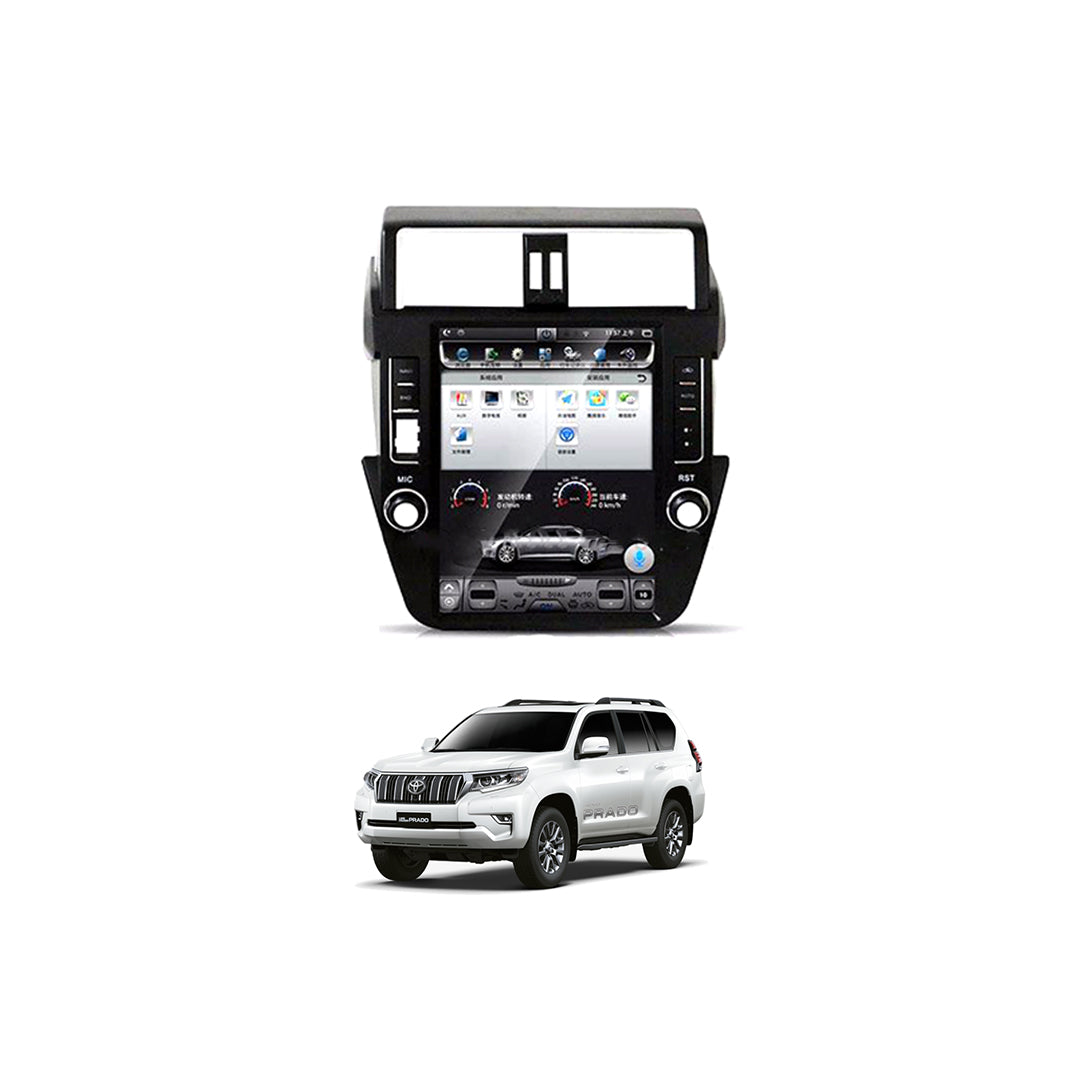 Car In Dash Touch Screen Android Panel Tesla Style Toyota From Prado 2003-2008 12" Mtk 2 Gb 32 Gb Ips Display Gorilla Glass Matt Black Navigation Prado Old Tesla (China)