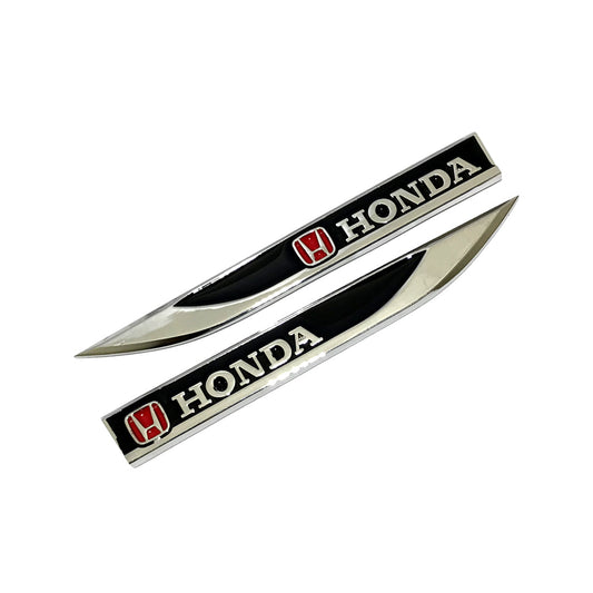 Car Universal Mono Metal Material Honda Fender Logo Black/Chrome 02 Pcs/Pack Large Size Poly Bag Pack  (China)