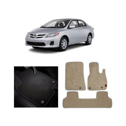 Car Floor Mat Executive Carpet Material  Oem Fitting Toyota Corolla 2007-2011 03 Pcs / Set Beige Poly Bag Pack  Corolla Logo