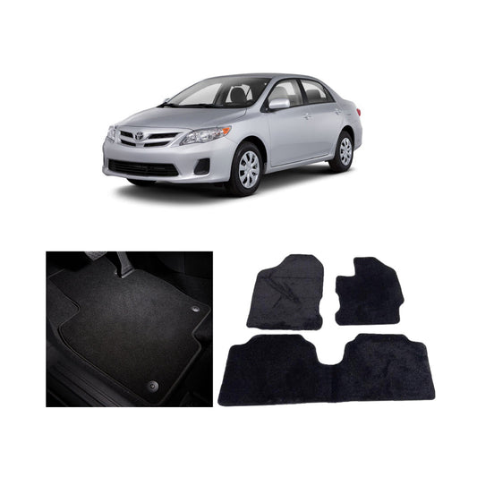 Car Floor Mat Executive Carpet Material  Oem Fitting Toyota Corolla 2007-2011 03 Pcs / Set Black Poly Bag Pack  Corolla Logo