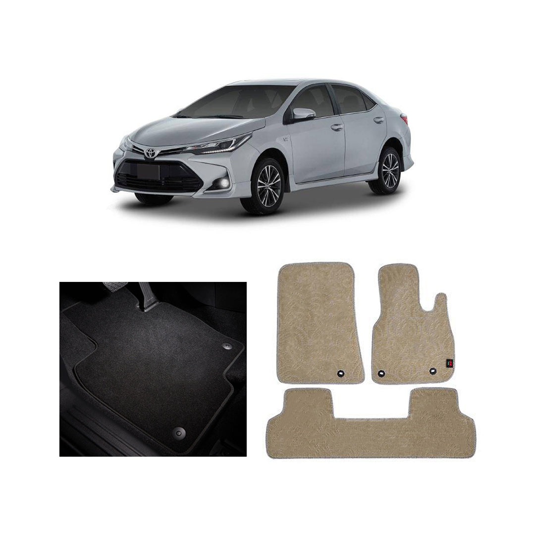 Car Floor Mat Executive Carpet Material Oem Fitting Toyota Corolla 2014-2021 03 Pcs / Set Beige Poly Bag Pack Corolla Logo