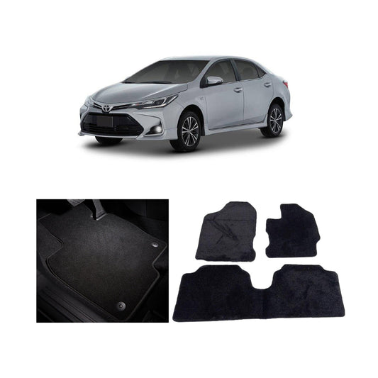 Car Floor Mat Executive Carpet Material  Oem Fitting Toyota Corolla 2014-2021 03 Pcs / Set Black Poly Bag Pack  Corolla Logo