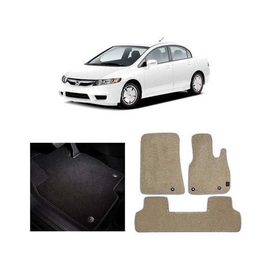 Car Floor Mat Executive Carpet Material  Oem Fitting Honda Civic 2009 03 Pcs / Set Beige Poly Bag Pack  Civic Logo