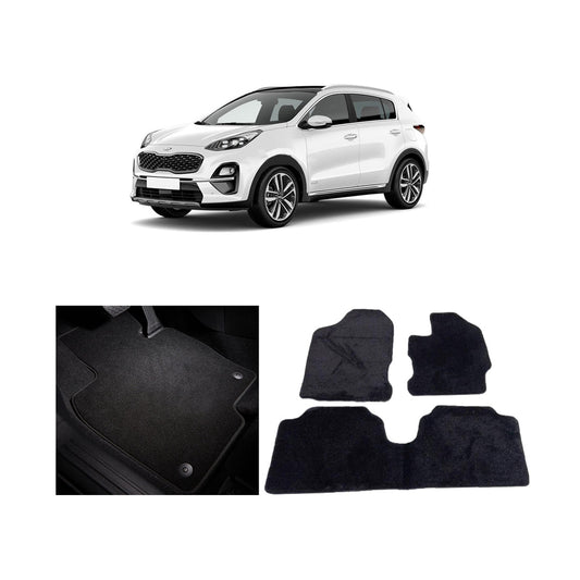 Car Floor Mat Executive Carpet Material  Oem Fitting Kia Sportage 2020 03 Pcs / Set Black Poly Bag Pack  Sportage Logo