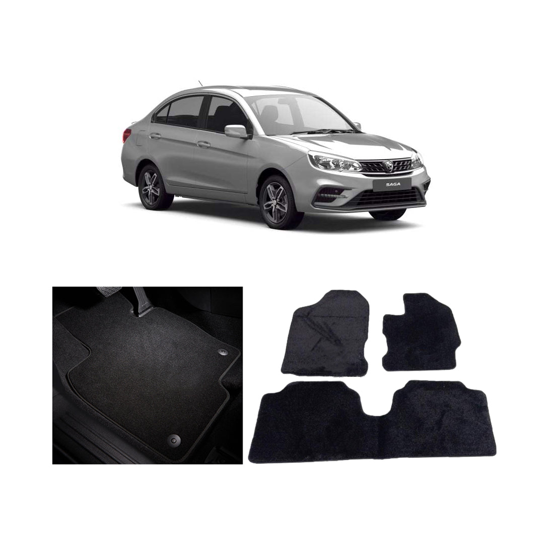 Car Floor Mat Executive Carpet Material  Oem Fitting Proton Saga 2021 03 Pcs / Set Black Poly Bag Pack  Proton Logo