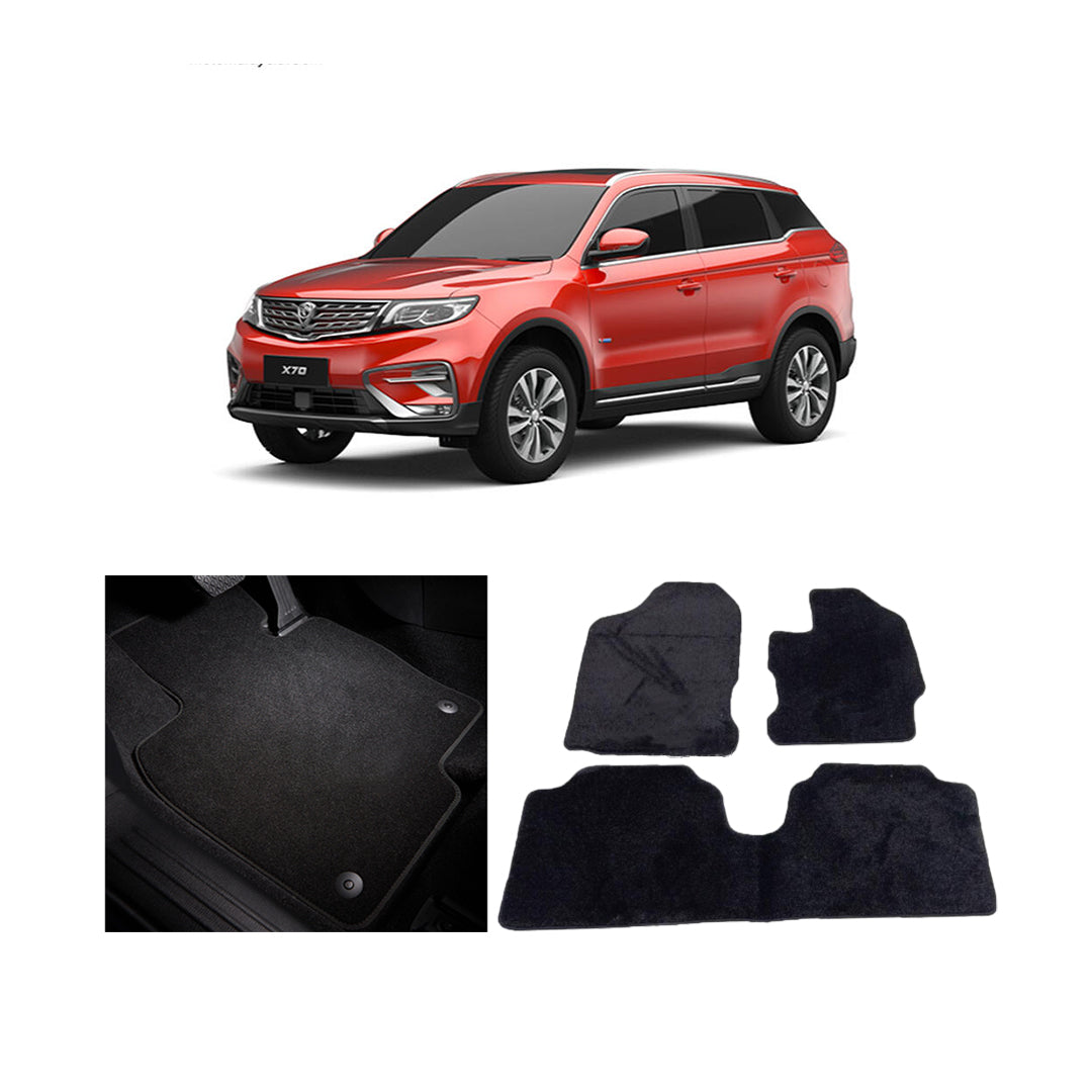 Car Floor Mat Executive Carpet Material  Oem Fitting Proton X70 03 Pcs / Set Black Poly Bag Pack  Proton Logo