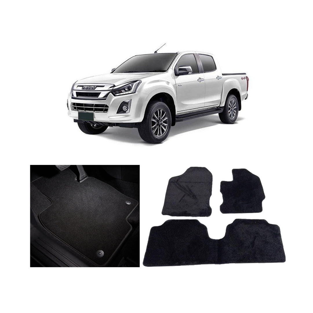 Car Floor Mat Executive Carpet Material  Oem Fitting Isuzu D-Max 4X4 2016-2021 03 Pcs / Set Black Poly Bag Pack