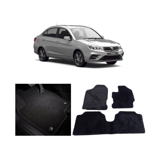 Car Floor Mat Luxury Carpet Material Oem Fitting Proton Saga 2021 03 Pcs / Set Black Zipper Bag Pack