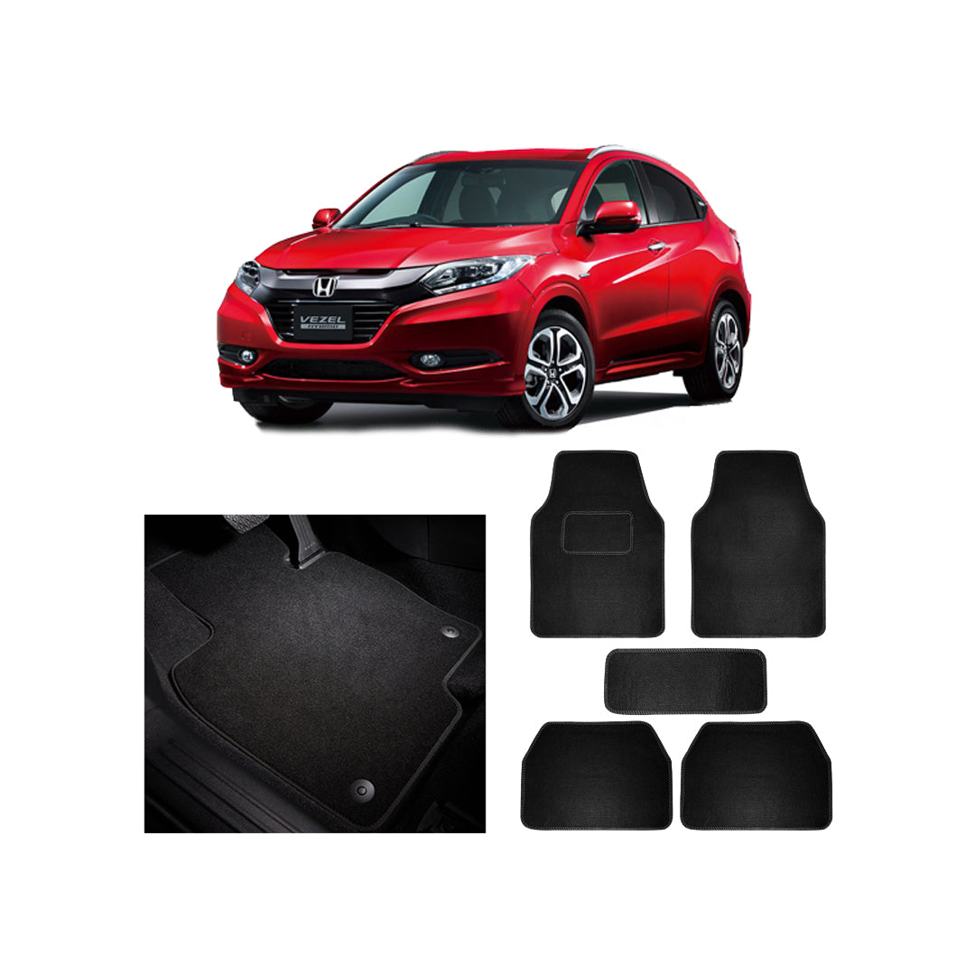 Car Floor Mat Luxury Carpet Material Oem Fitting Honda Vezel 2015 03 Pcs / Set Black Zipper Bag Pack