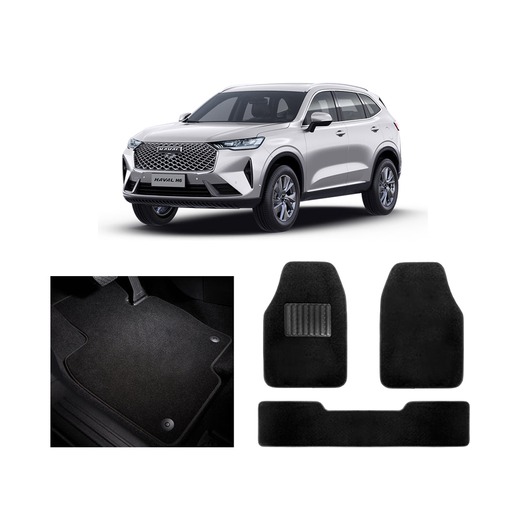 Car Floor Mat Luxury Carpet Material Oem Fitting Haval H6 03 Pcs / Set Black Zipper Bag Pack